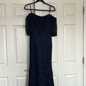 Xcape size 4 navy off the shoulder mermaid dress. New with tags